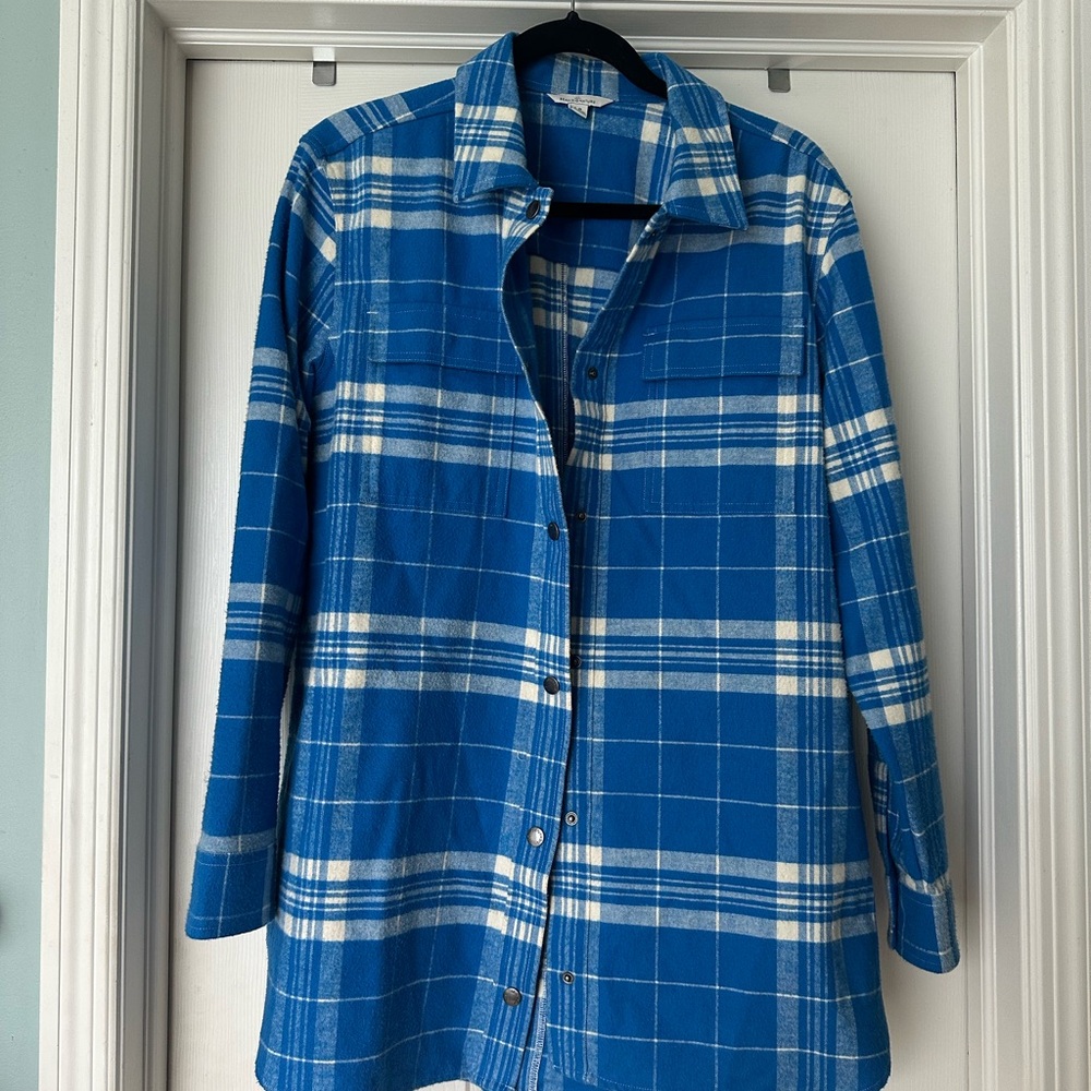 L.L. Bean Blue and White Plaid Button Down Shirt
